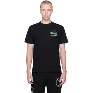 BAPE Men's Black WGM‎ Ape Head Short Sleeves Rib Knit Crewneck T-Shirt Size M